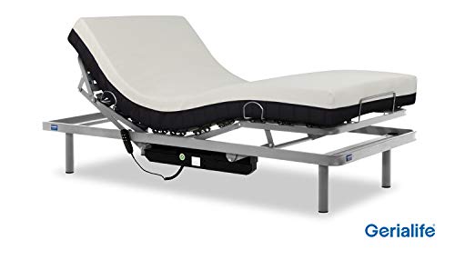 Gerialife® Cama articulada con colchón ortopédico viscoelástico 20 cm. (105x190, Plateado)
