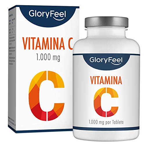GloryFeel® Vitamina C de dosis alta 1000 mg - Reduce el cansancio y la fatiga y mejora el sistema inmunológico - 200 comprimidos de vitamina c pura - Vegano, sin aditivos, sin gluten, No-GMO, GMP