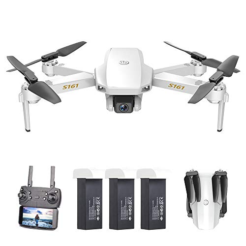 GoolRC CSJ S161 Mini Drone Pro con Cámara 4K Posicionamiento de Flujo óptico Cámara Dual Altitud Hold Gesto Fotos Video 3D FILP RC Quadcopter(Posicionamiento de Flujo óptico & 3 Batería)