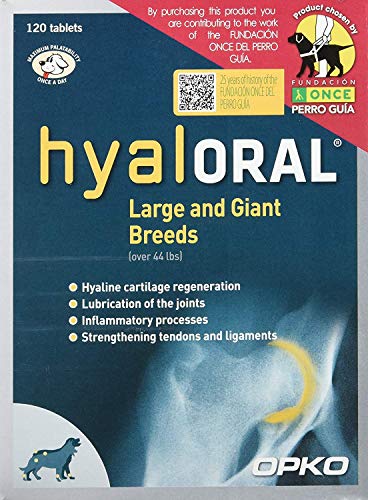 Hyaloral 10x12=120 comp para Perros de Razas Grandes y Gigantes | Suplemento para el dolor de Caderas, Articulaciones y Cartílagos | Complemento Vitamínico para fortalecer Tendones y Ligamentos