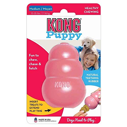 KONG - Puppy - Juguete de caucho natural para dentición - Para Cachorros Medios (colores pueden variar)
