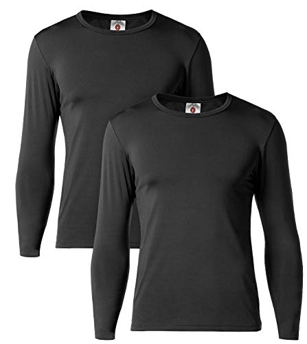 LAPASA Camiseta Térmica, Pack de 2 Manga Larga para Hombre. -Brushed Back Fabric Technique- M09 (L (Largo 72, Manga 60, Pecho 105 cm), Negro 2)