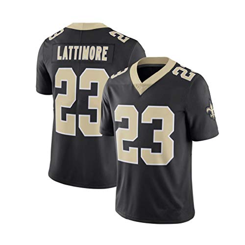Lvlo # 23 Marshon Lattimore, Santos de Nueva Orleans, Rugby Jersey Camiseta, Ropa de Deporte del fútbol Americano (Color : Negro, Size : XXXL)