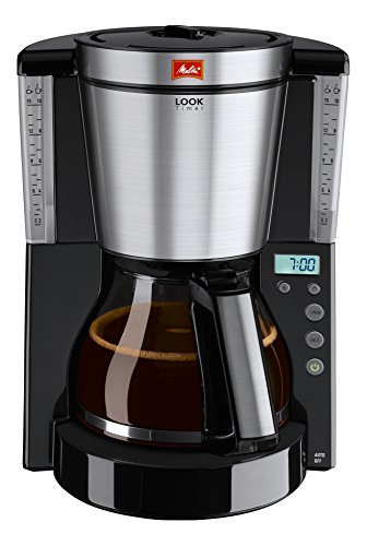 Melitta Look Timer Cafetera de Filtro, 1000 W, 1.25 litros, Vidrio, Negro