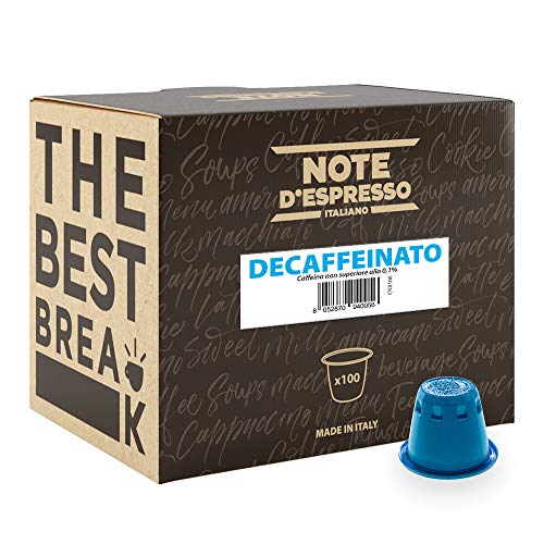 Note D'Espresso Cápsulas de Café Descafeinado exclusivamente compatibles con afeteras Nespresso* - 100 Unidades de 5.6 g, Total - 560 g