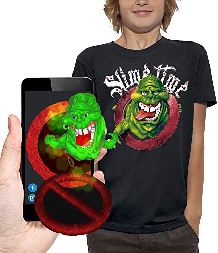 PIXEL EVOLUTION Camiseta 3D Ghostbusters LOS Cazafantasmas en Realidad Aumentada Niño - tamaño 7/8 años - Negro