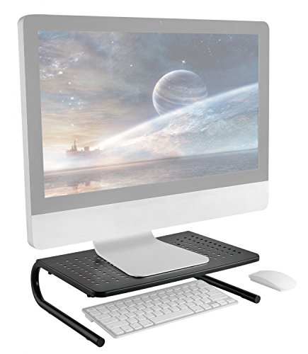 RICOO FS082-B, Soporte Monitor Escritorio, Elevador para Pantallas PC, Base de pie Universal, Pedestal Mesa, Portatil, Laptop, Monitores Ordenador