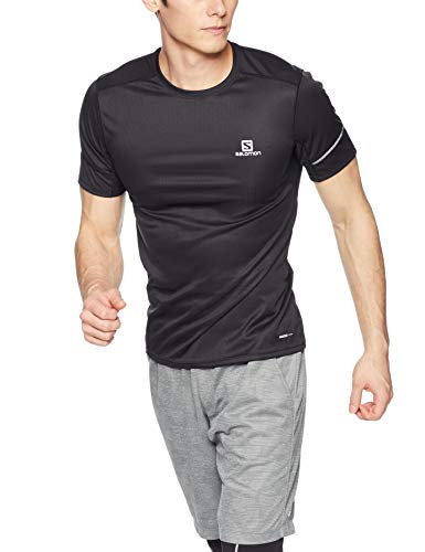 Salomon Camiseta deportiva de manga corta, AGILE SS, tejido de doble punto, negro, hombre, talla: L, l40209900