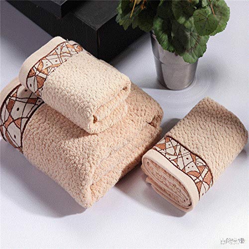 SKdey Kit de algodón Puro algodón de Tres Piezas de Toalla Toalla del Regalo Regalo de Fibra de bambú Caja de Regalo (Size : Camel-One Towel Two Towels)