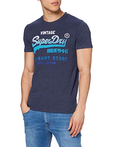 Superdry VL Fade T_Shirt Store tee Camiseta, Azul (Princedom Blue Marl Bcy), XL para Hombre