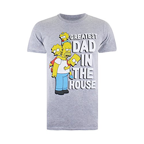 The Simpsons Greatest Dad In The House - Camiseta para Hombre Gris Gris L