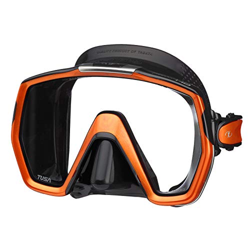 Tusa Freedom HD - Gafas máscara de Buceo y Snorkeling, Grande (Negro/Naranja)