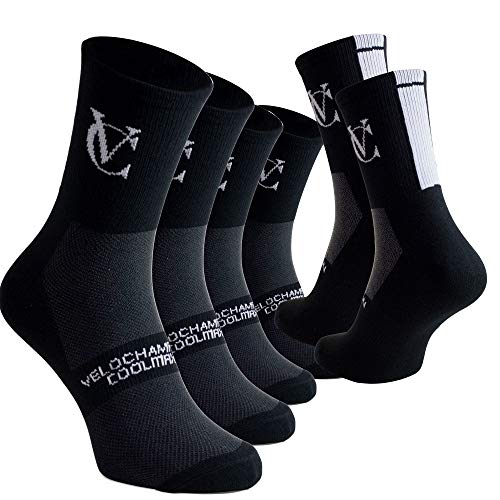 VeloChampion Speed Line Coolmax Cycling Socks (Pack of 3 Pairs) (Black, UK 9-11/EU 43-45)