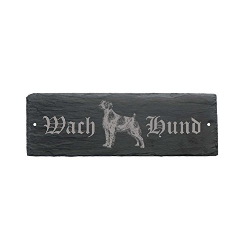 wetterfestes Cartel « Wachhund Spaniel Bretón » placa perro Puerta (22 x 8 cm – Perro Dog