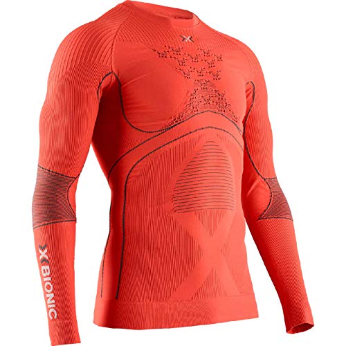 X-Bionic Energy Accumulator 4.0 Shirt Round Neck Long Sleeves Men Capa De Base Camiseta Funcional, Hombre, Sunset Orange/Anthracite, L