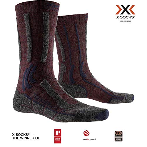 X-Socks Trek X Merino Light Socks, Unisex Adulto, Dark Ruby/Midnight Blue, 39-41