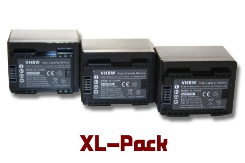 3 x vhbw Set baterías 2400mAh para videocámara Canon Legria HF M52, HFM56, HF M506, HF R38, HF R306, HF R46, HF R48, HF R406