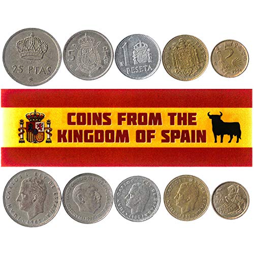 5 Monedas Diferentes - Moneda extranjera española Antigua y Coleccionable para coleccionar Libros - Conjuntos únicos de Dinero Mundial - Regalos para coleccionistas