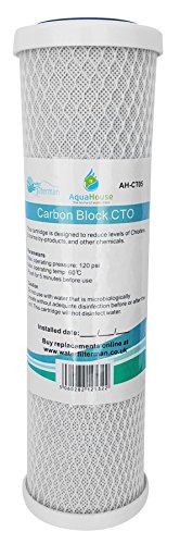 AquaHouse AH-CTO5 Cartuchos de filtro de agua de bloque de carbono de 10"para agua potable, sistemas de ósmosis inversa, para todas las carcasas de filtro de 10"