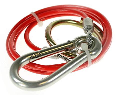 BITS4REASONS - Cable de Seguridad para Caravana (nuevo Modelo Maypole MP501B, PVC, 1 m x 3 mm), Color Rojo