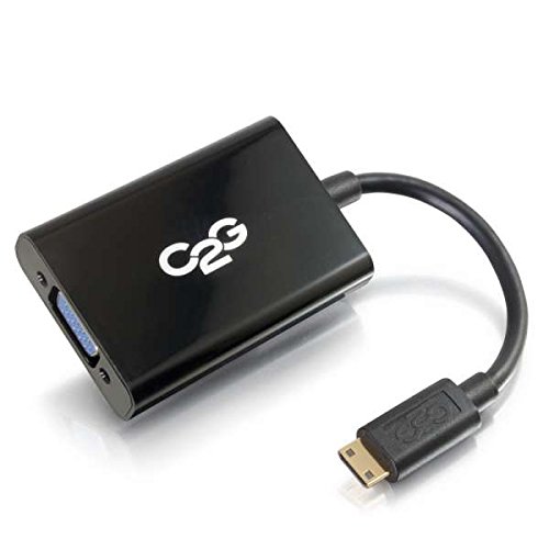 C2G 80504 Adaptador de Cable de vídeo 0,2 m Mini-HDMI VGA (D-Sub) Negro - Adaptadores de Cable de vídeo (0,2 m, Mini-HDMI, VGA (D-Sub), Macho, Hembra, Cobre)