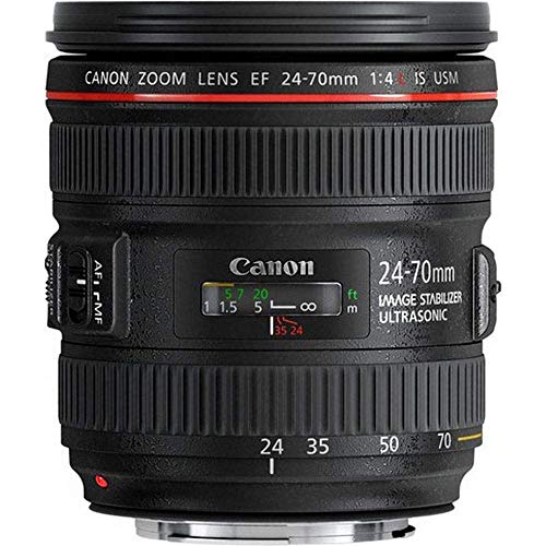Canon EF 24-70mm f/4L IS USM - Objetivo para Canon (Distancia Focal 24-70mm, Apertura f/2.8-22, Zoom óptico 2.8X,estabilizador, diámetro: 77mm) Negro