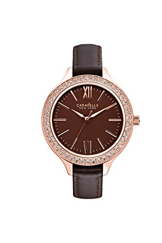 Caravelle New York 44L124 - Reloj analógico de Cuarzo para Mujeres, Correa de Cuero, Color marrón