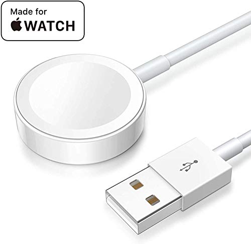Cargador para Apple Watch, cable de carga iWatch, cable de carga magnético a USB, cable de carga de 1 metro para cargador inalámbrico compatible con Apple Watch/iwatch 5/4/3/2/1, color blanco