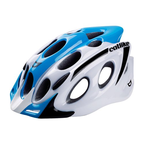 Catlike Kompact'o - Casco de ciclismo, color azul / blanco brillo, talla LG (L 59-61 cm)