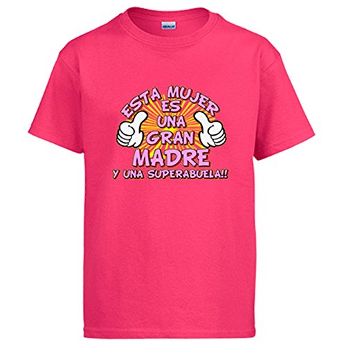 Diver Camisetas Camiseta Esta Mujer es una Gran Madre y una Super Abuela - Rosa, L