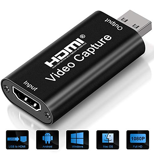 DIWUER Capturadora de Video, 4K HDMI a USB 2.0 Convertidor Video Audio, HDMI Captura HD 1080P 60FPS para Edición De Video/Juegos/Webcasting/Streaming