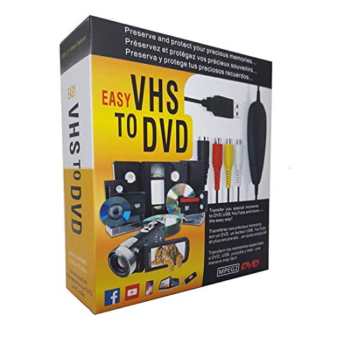 FONCBIEN VHS to Digital Converter - [Actualizar] USB 2.0 Video Audio Grabadora De Captura Adaptador Tarjeta V8 / Vi8 VHS a DVD Convertidor TV DVR VCR CCTV Videocámara a PC para y Windows 10/8
