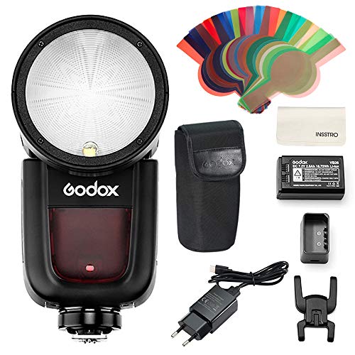 Godox V1-C Flash Speedlite de Cabeza Redonda para Cámaras Canon 2.4G X Wireless HSS 76Ws Flash de Flash para Canon 6D 7D 50D 500D 550D 600D 650D 1000D 1100D 1DX 580EX con batería de Litio
