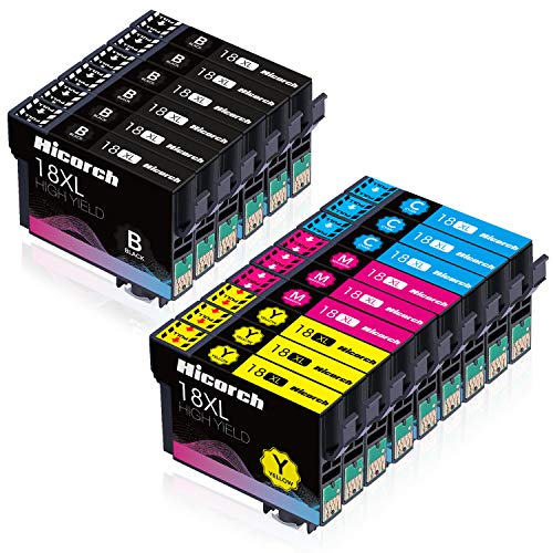 Hicorch 18XL Cartuchos de Tinta para Epson 18 XL Compatible con Epson Expression Home XP-215 XP-225 XP-302 XP-305 XP-312 XP-315 XP-322 XP-405 XP-412 XP-422 XP-425(6 Negro,3 Cian,3 Magenta,3 Amarillo)