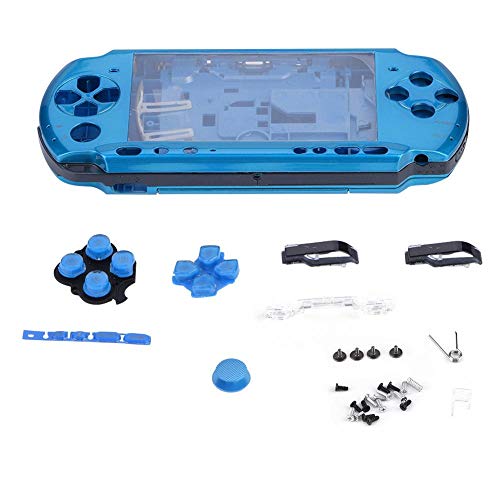 Hopcd Game Shell para PSP 3000, Reemplazo de Carcasa Completa Game Shell Cubierta de Piezas de reparación con Botones Kit de Piezas para Sony PSP 3000((Azul))