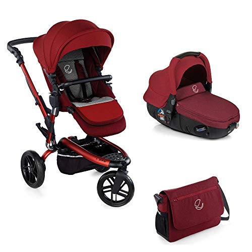 Jané Trider - Cochecito de bebe 2 piezas, silla de paseo de 3 ruedas y portabebé convertible matrix light 2, Unisex, Granate
