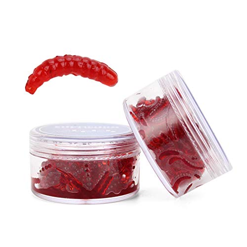 Leeko gusanos de goma cebo para pesca de trucha cebo artificial para truchas, Rojo 2