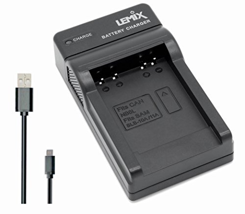 Lemix (NB6L) Cargador USB Ultra Slim para baterías Canon NB-6L & Samsung SLB-10A para Modelos (enumerados a continuación) Canon Powershot & Ixus