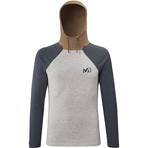 Millet Red Wall Light Hoodie M Camiseta, Hombre, Heather Grey/Orion Blue, M