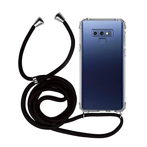 MyGadget Funda Transparente con Cordón para Samsung Galaxy Note 9 - Carcasa Cuerda y Esquinas Reforzadas en Silicona TPU - Case y Correa - Negro