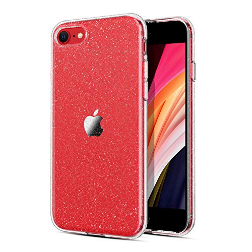 ORNARTO Glitter Funda para Nuevo iPhone SE 2020, Sparkly Bling Carcasa de TPU Protectora para el Nuevo Apple iPhone 7/8/ SE (2020) 4.7 ”-Claro