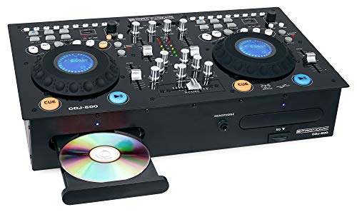 Pronomic CDJ-500 Estación completa doble para DJ, con reproductor de CD (formato autónomo, entradas para teléfono/línea, CD, MP3 CD, SD y USB, crossfader)