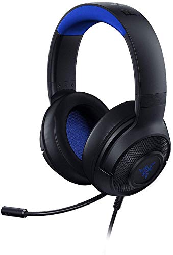 Razer Kraken X para Consolas Auriculares Gaming Ultraligero para PC, Mac, PS4, Xbox One & Switch con sonido Envolvente 7.1, Controles en los Auriculares - Negro / Azul