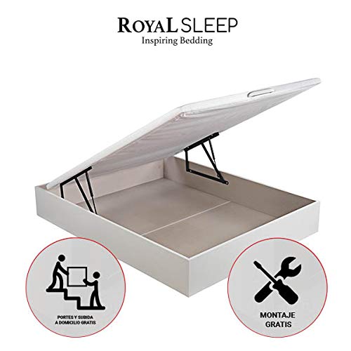 ROYAL SLEEP Canapé Abatible (150x190) de Gran Capacidad, Tapa 3D Transpirable, Color Blanco