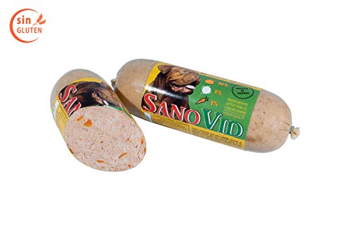 SanoVid Comida húmeda para Perros Pollo, Arroz & Zanahoria 100% Natural, 90% Carne de Pollo (1 Caja, 20x600g)