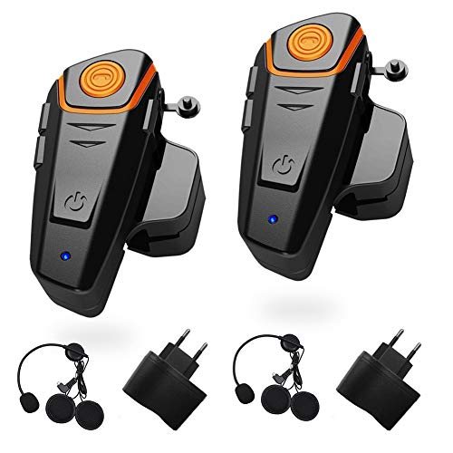 Sistema de Auriculares Bluetooth de 1000 m de Motocicleta generación de Cascos Auriculares Bluetooth Universal Impermeable Talkie walkie 2 o 3 Pilotos y mp3 Audio Radio FM(2 Pieza)