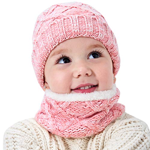 sombreros y gorra de bebé 2pcs / set bufanda unisex para niños con círculo de gorro bufanda de gorro y cuello de punto de invierno para niños conjunto de gorro y bufanda de invierno para niños y niñas
