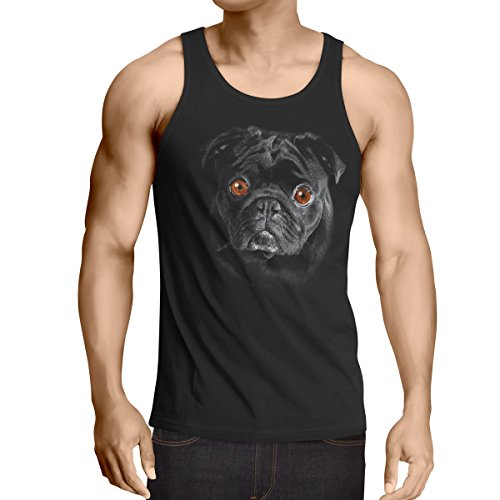 style3 Bronx Pug Camiseta de Tirantes para Hombre Tank Top Carlino, Talla:L, Color:Negro