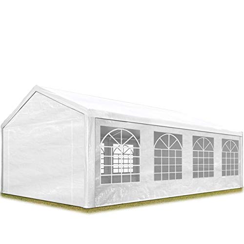 TOOLPORT Carpa para Fiestas 4x8 m en Blanco Lona PE 180 g/m² Impermeable Carpa para el jardín con protección UV