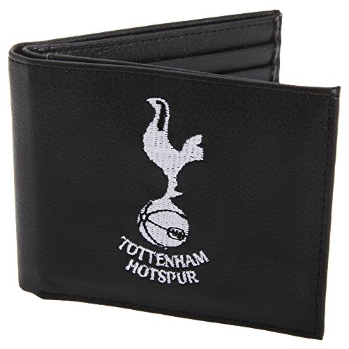 Tottenham Hotspur FC - Billetera/Monedero/Cartera de piel auténtica oficial con el escudo bordado para hombre/caballero - (Talla Única) (Negro)